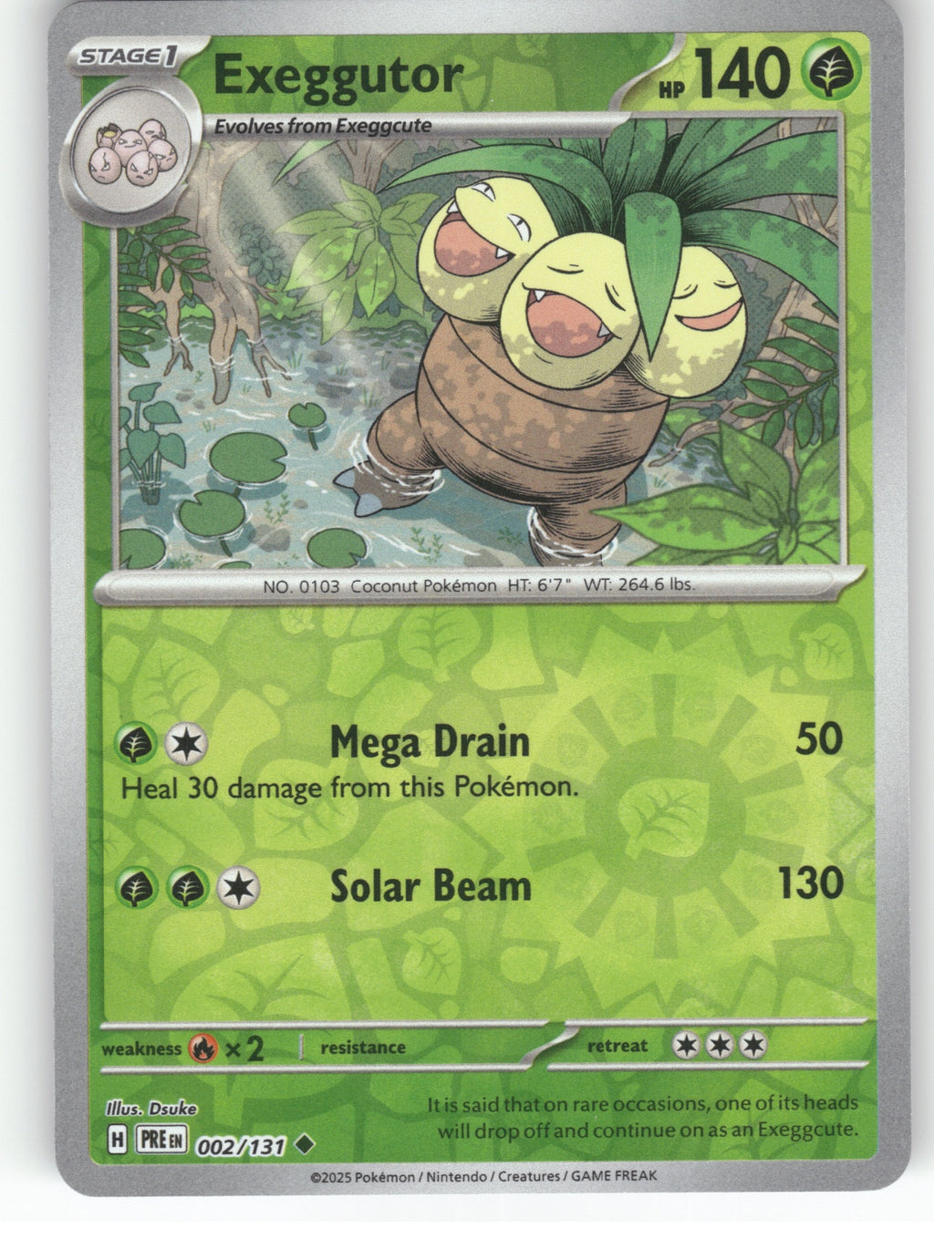 Exeggutor Reverse Holo Uncommon SV: Prismatic Evolutions 002/131 NM