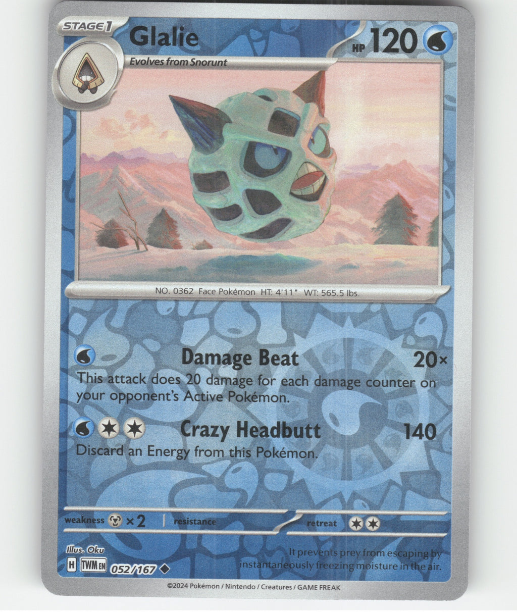 Glalie Uncommon SV06: Twilight Masquerade 052/167 NM