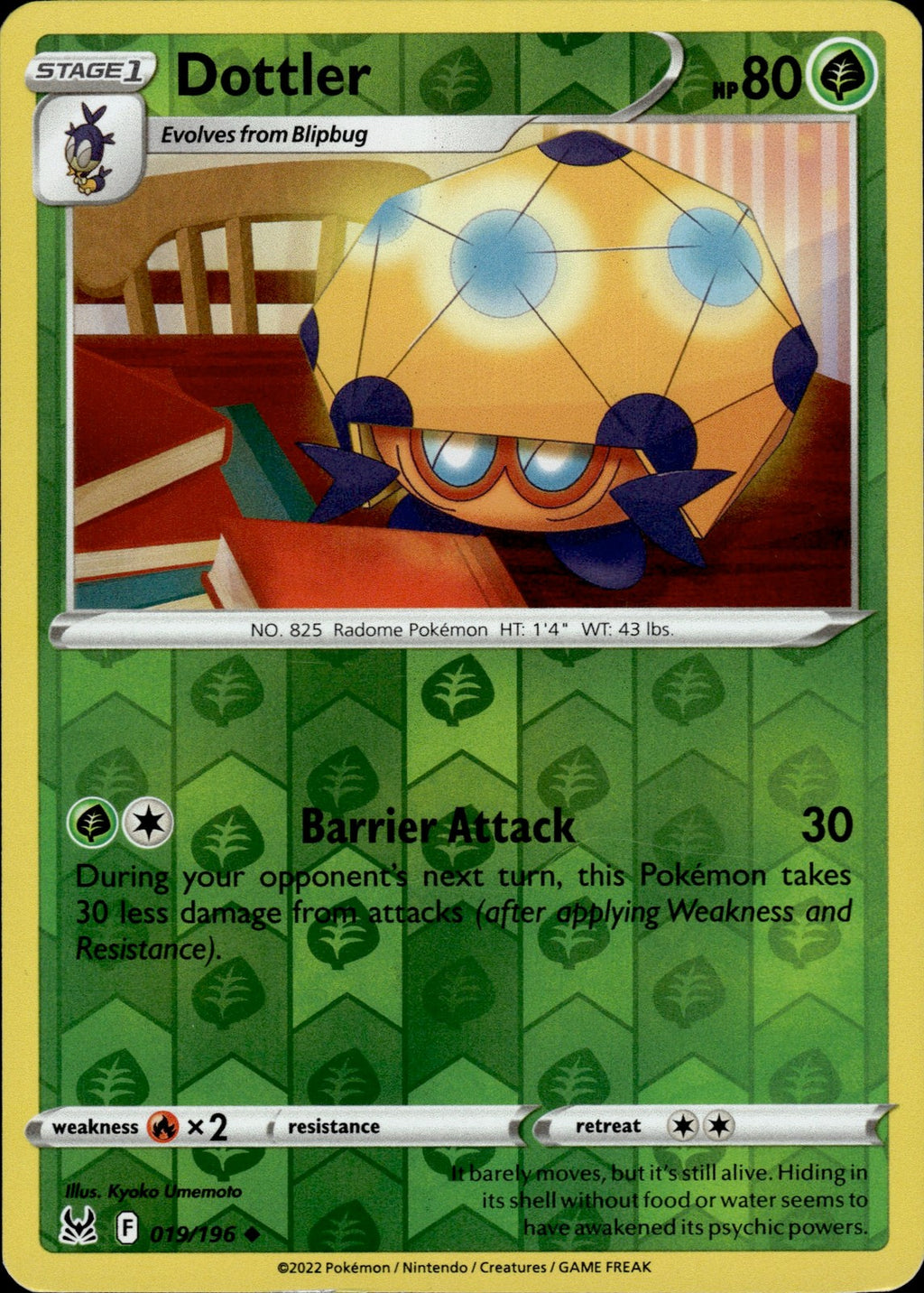 Dottler Reverse Holo Uncommon SWSH11: Lost Origin 019/196 NM