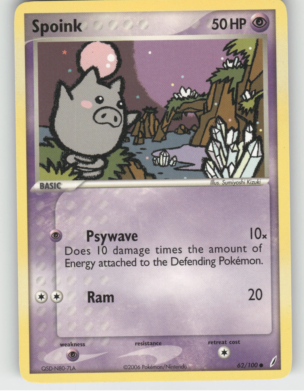 Spoink Common EX Crystal Guardians 62/100 NM