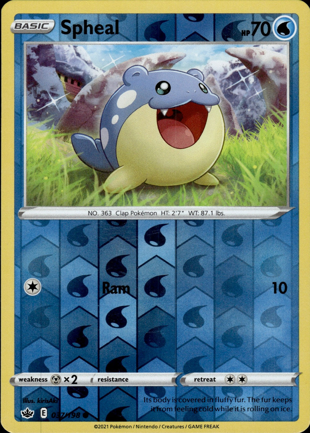 Spheal Reverse Holo Common SWSH06: Chilling Reign 037/198 NM