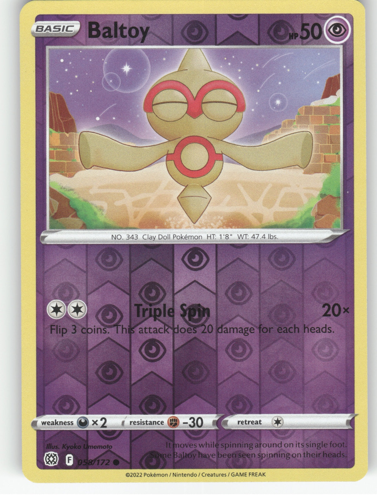 Baltoy Reverse Holo Common SWSH09: Brilliant Stars 058/172 NM