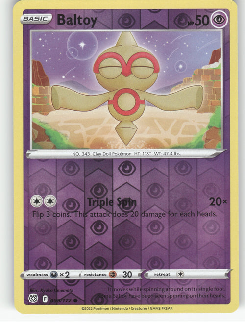 Baltoy Reverse Holo Common SWSH09: Brilliant Stars 058/172 NM