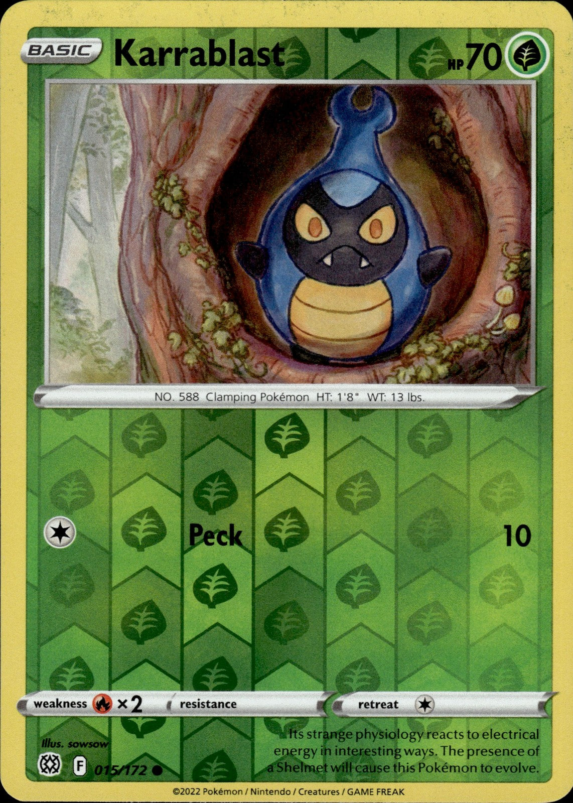 Karrablast Reverse Holo Common SWSH09: Brilliant Stars 015/172 NM