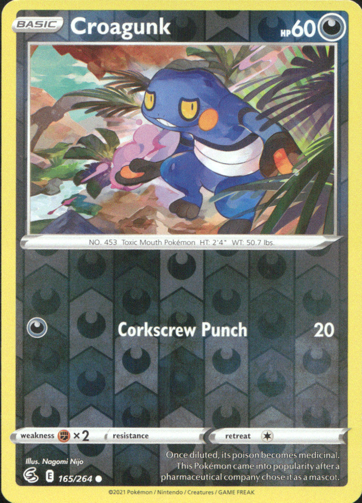 Croagunk Reverse Holo Common SWSH08: Fusion Strike 165/264 NM