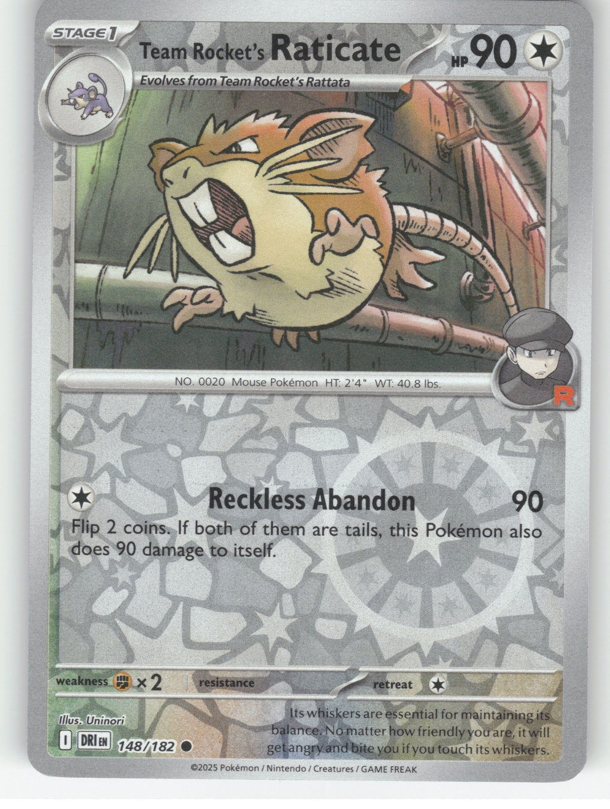 Team Rocket's Raticate - Reverse Holo Common SV10: Destined Rivals 148/182 NM