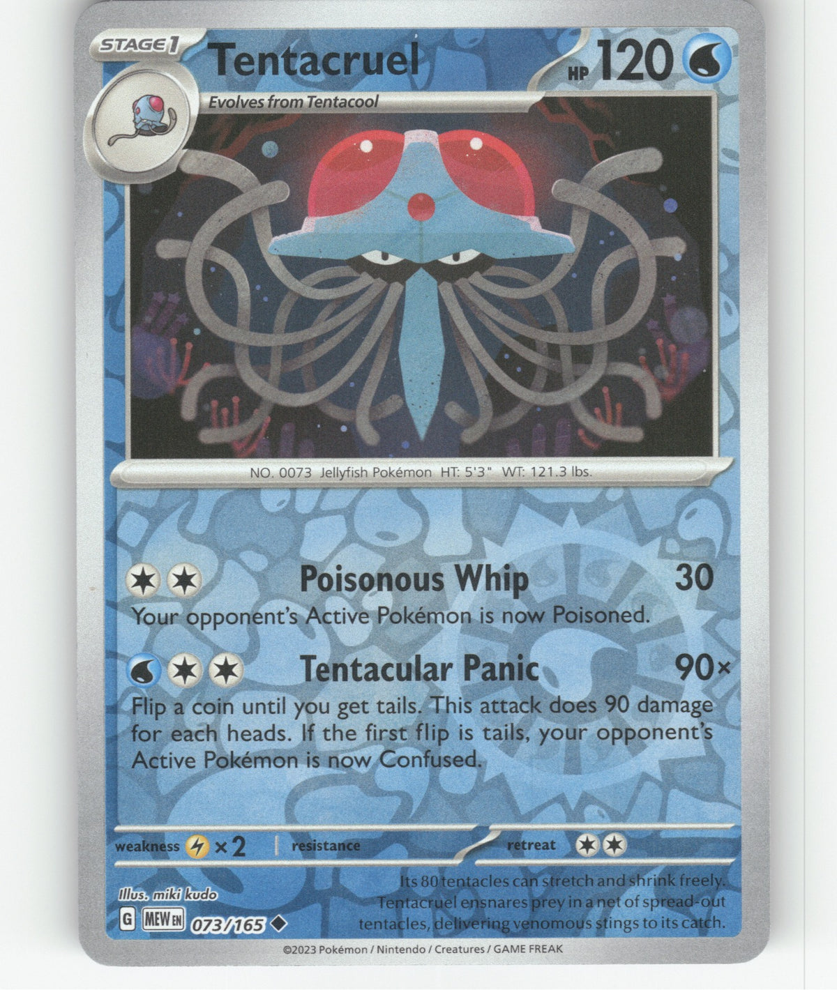 Tentacruel Reverse Holo Uncommon SV: Scarlet & Violet 151 073/165 NM