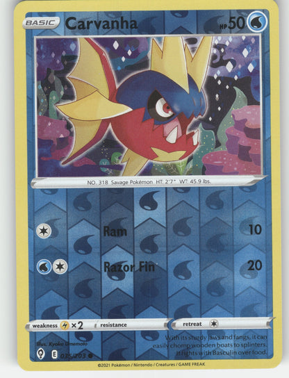Carvanha Reverse Holo Common SWSH07: Evolving Skies 035/203 NM