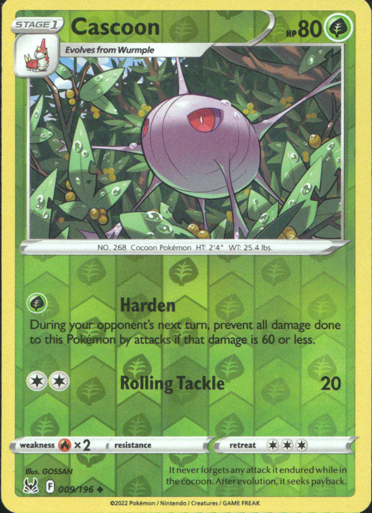 Cascoon Reverse Holo Uncommon SWSH11: Lost Origin 009/196 NM