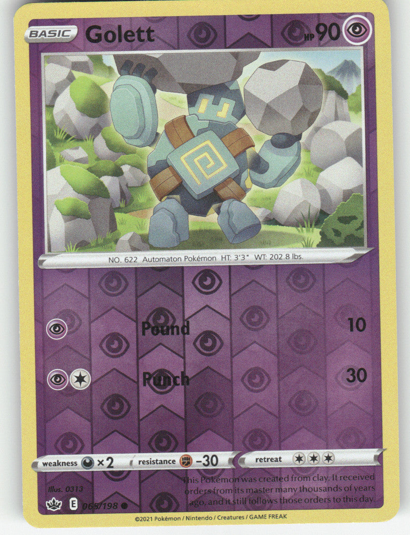Golett Reverse Holo Common SWSH06: Chilling Reign 065/198 NM