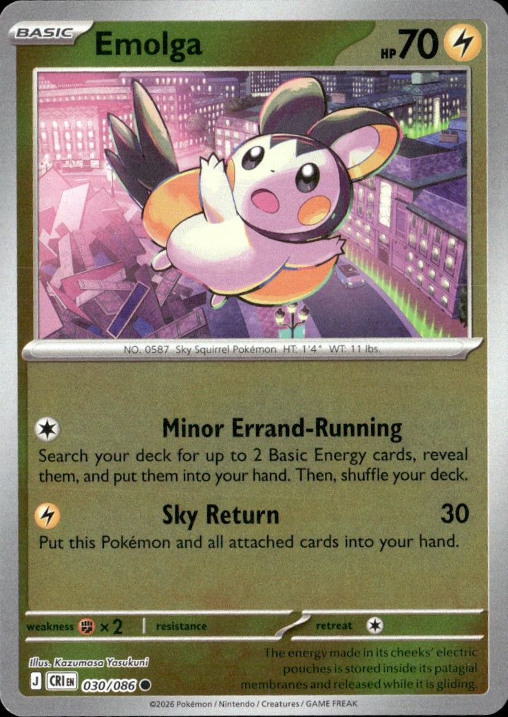 Emolga Reverse Holo Common ME04: Chaos Rising 030/086 NM