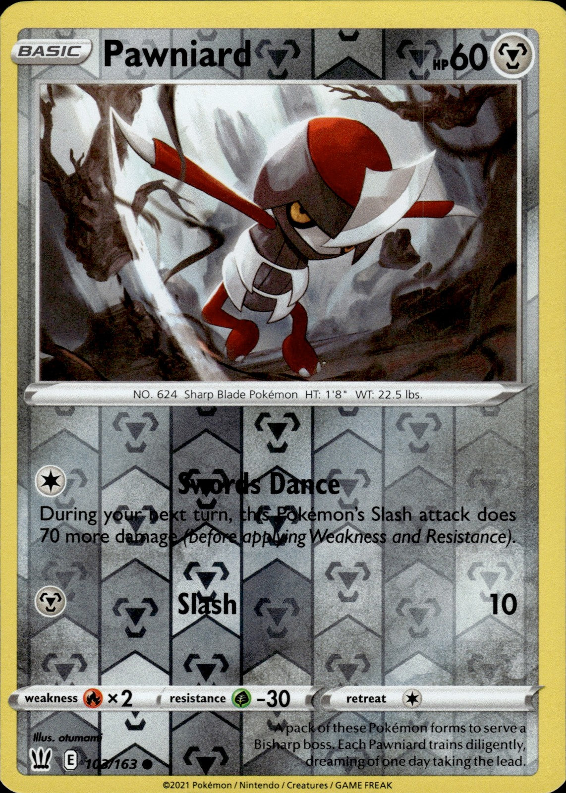 Pawniard Reverse Holo Common SWSH05: Battle Styles 103/163 NM