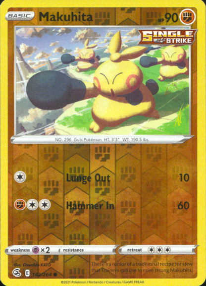 Makuhita Reverse Holo Common SWSH08: Fusion Strike 142/264 NM