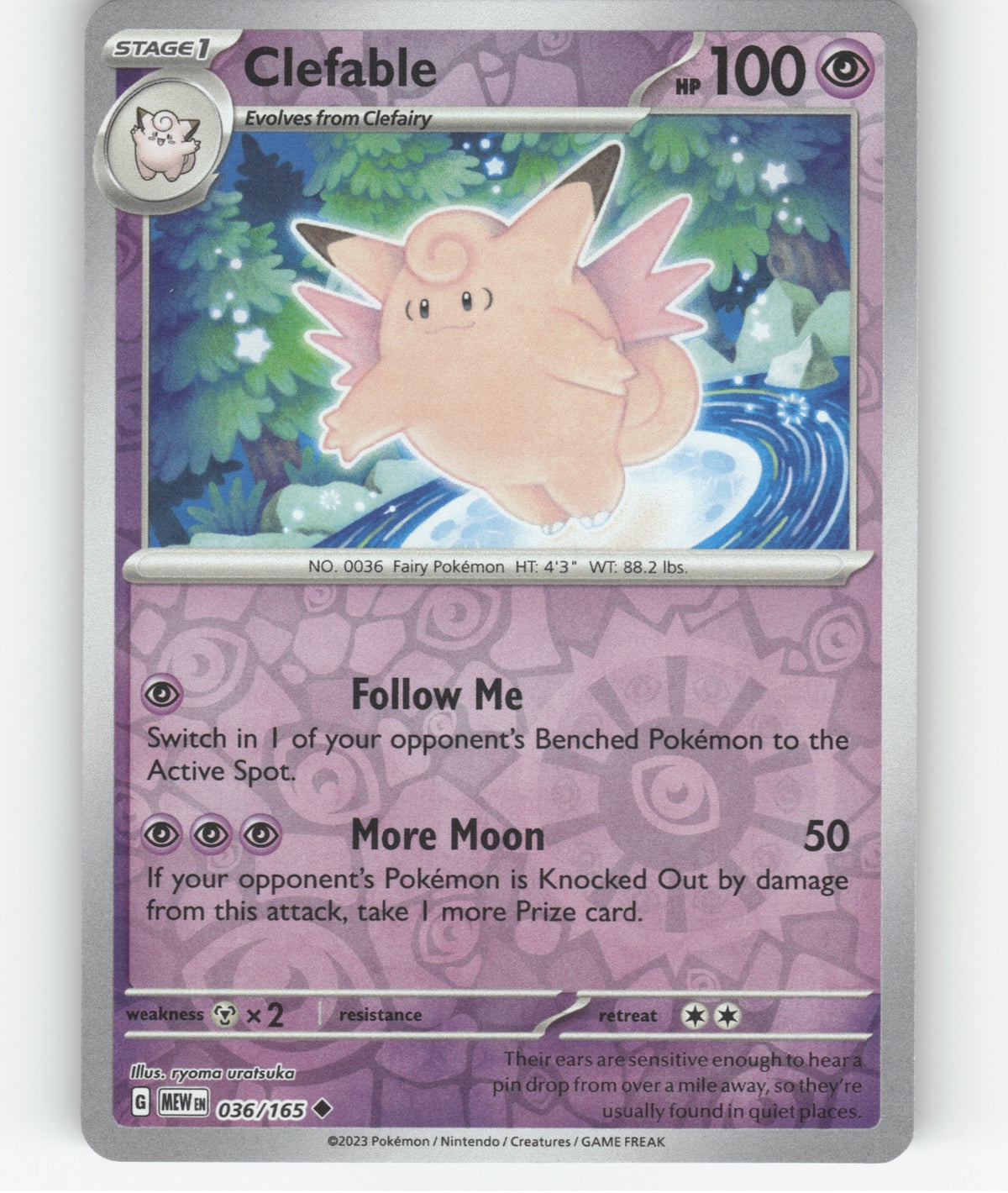 Clefable Reverse Holo Uncommon SV: Scarlet & Violet 151 036/165 NM
