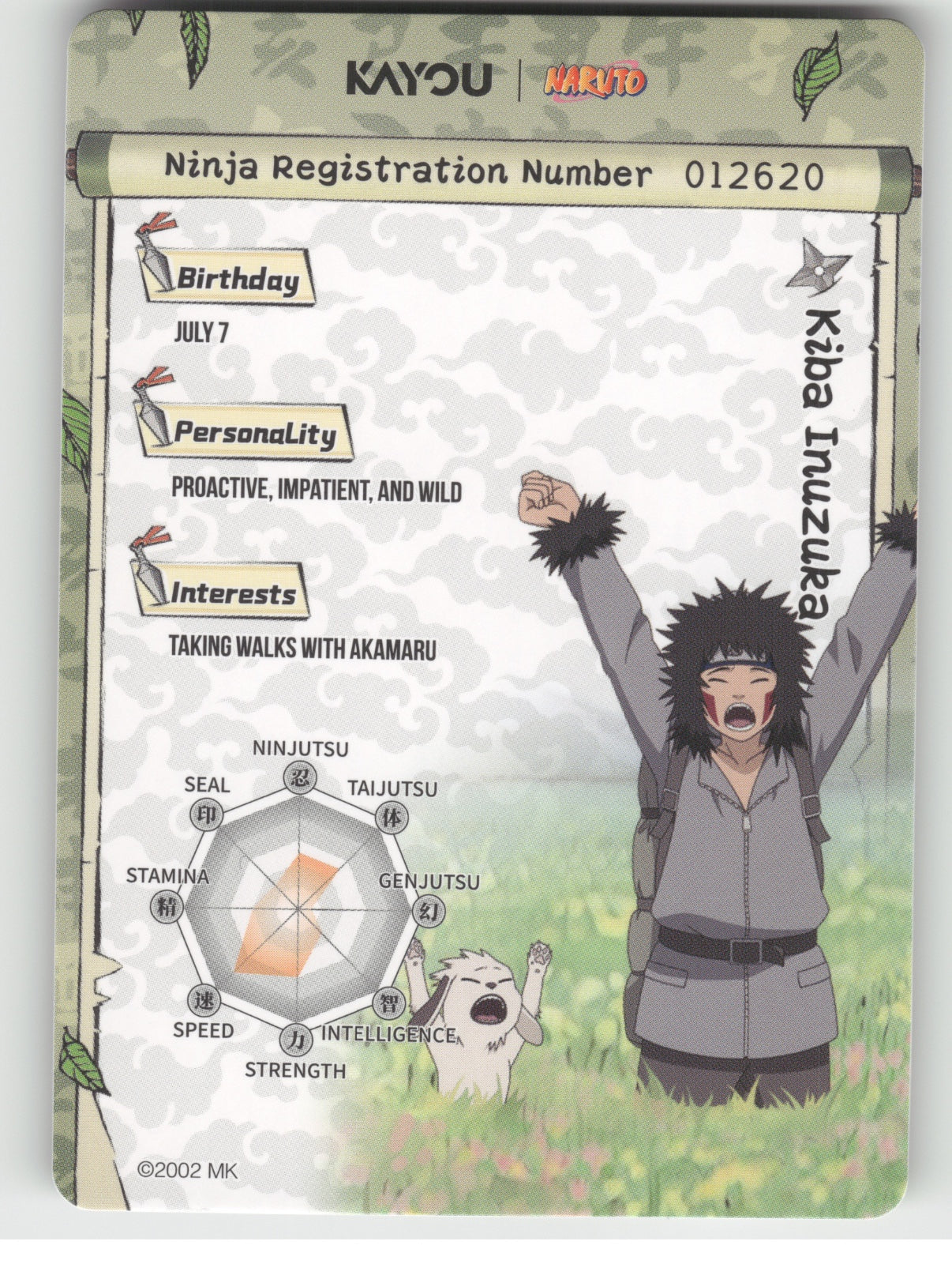 Kiba Inuzuka Base SR Earth Scroll Series 2 010L2 NM back