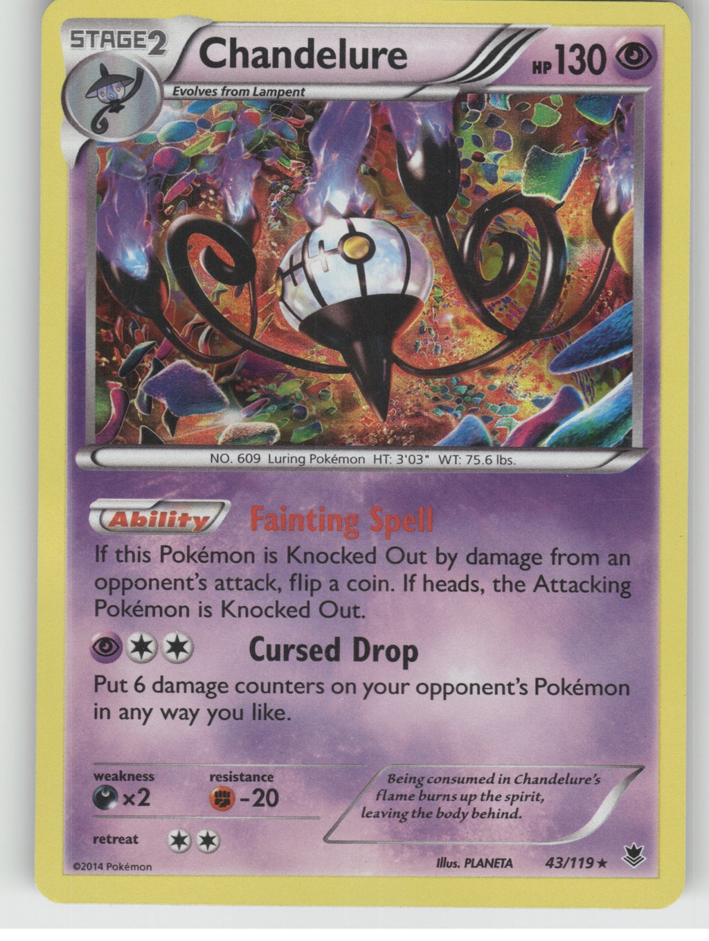 Chandelure Reverse Holo Holo Rare XY - Phantom Forces 43/119 NM