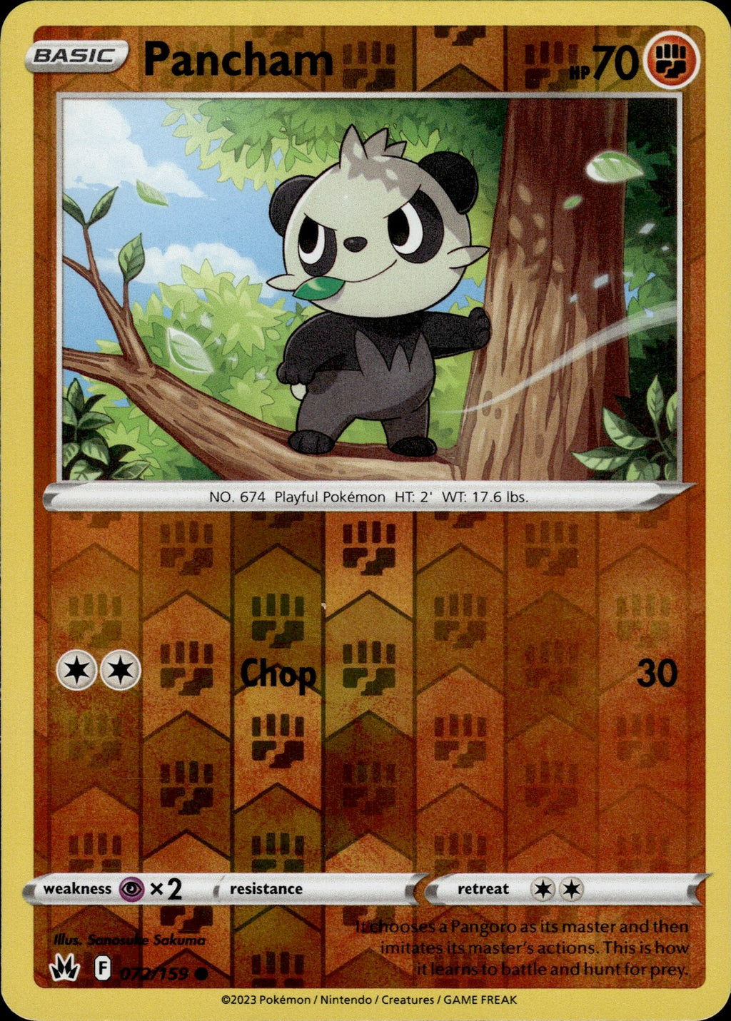 Pancham Reverse Holo Common SWSH: Crown Zenith 072/159 NM