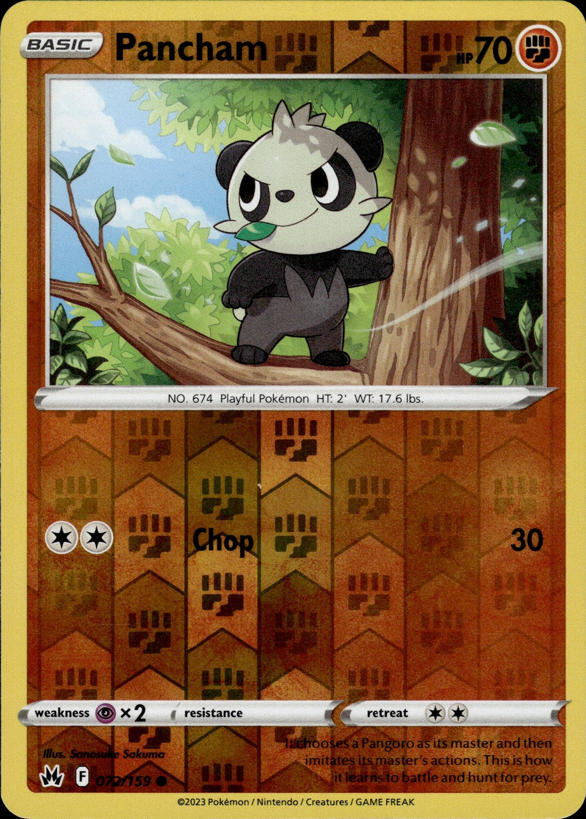 Pancham Reverse Holo Common SWSH: Crown Zenith 072/159 NM