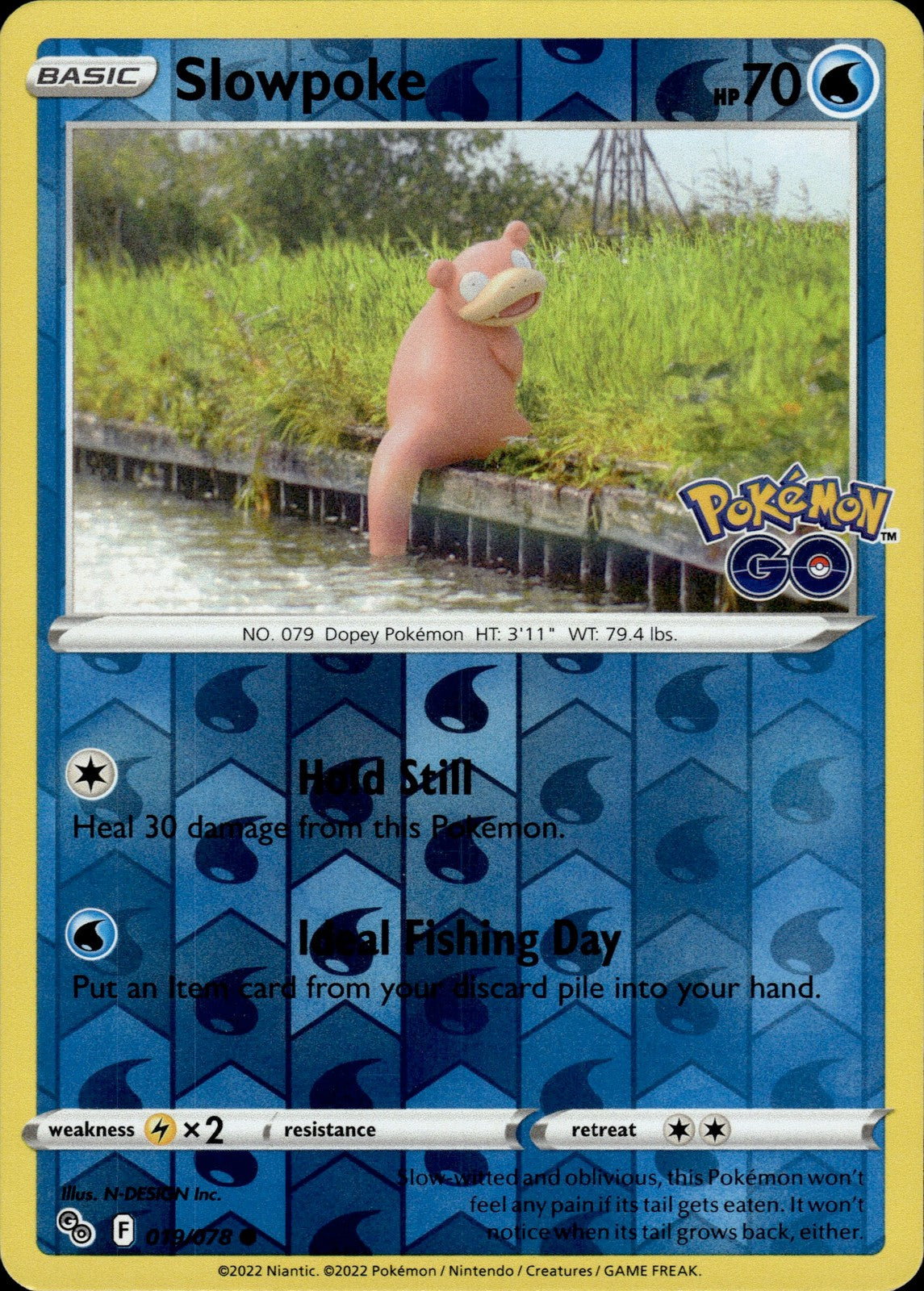 Slowpoke Reverse Holo Common Pokemon GO 019/078 NM