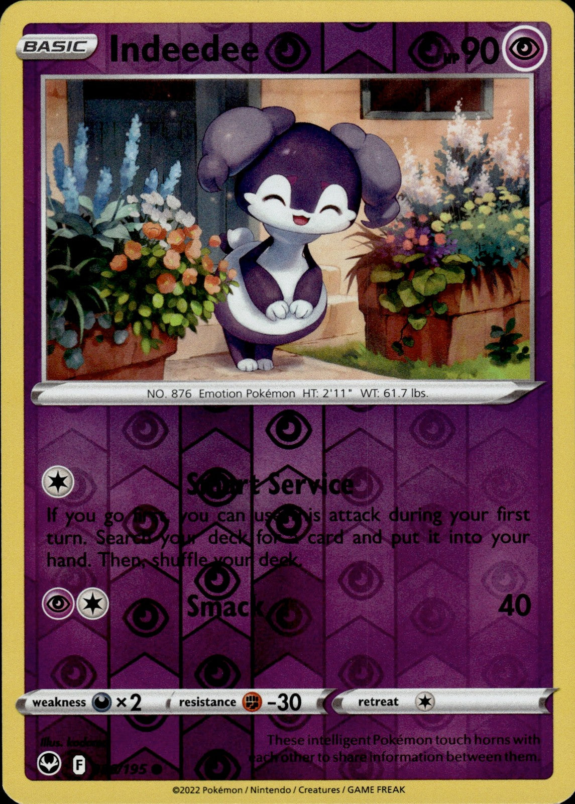 Indeedee Reverse Holo Common SWSH12: Silver Tempest 086/195 NM