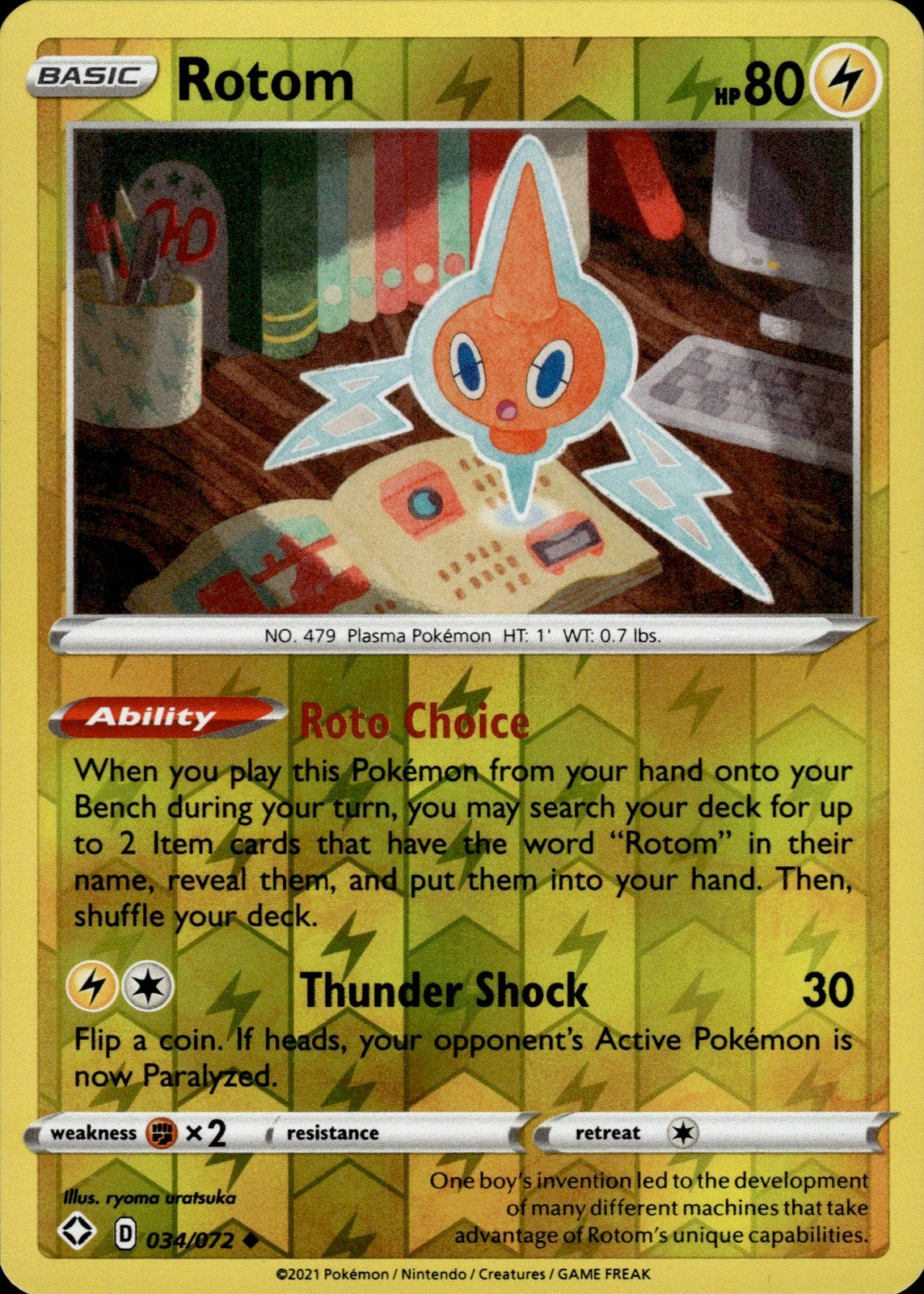 Rotom Reverse Holo Uncommon Shining Fates 034/072 NM