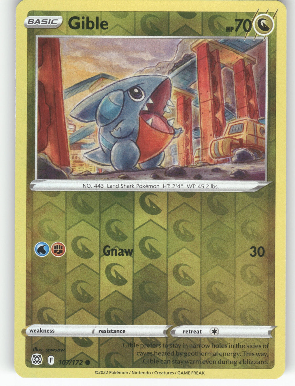 Gible Reverse Holo Common SWSH09: Brilliant Stars 107/172 NM