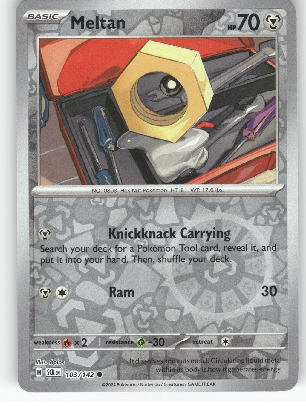 Meltan Reverse Holo Common SV07: Stellar Crown 103/142 NM