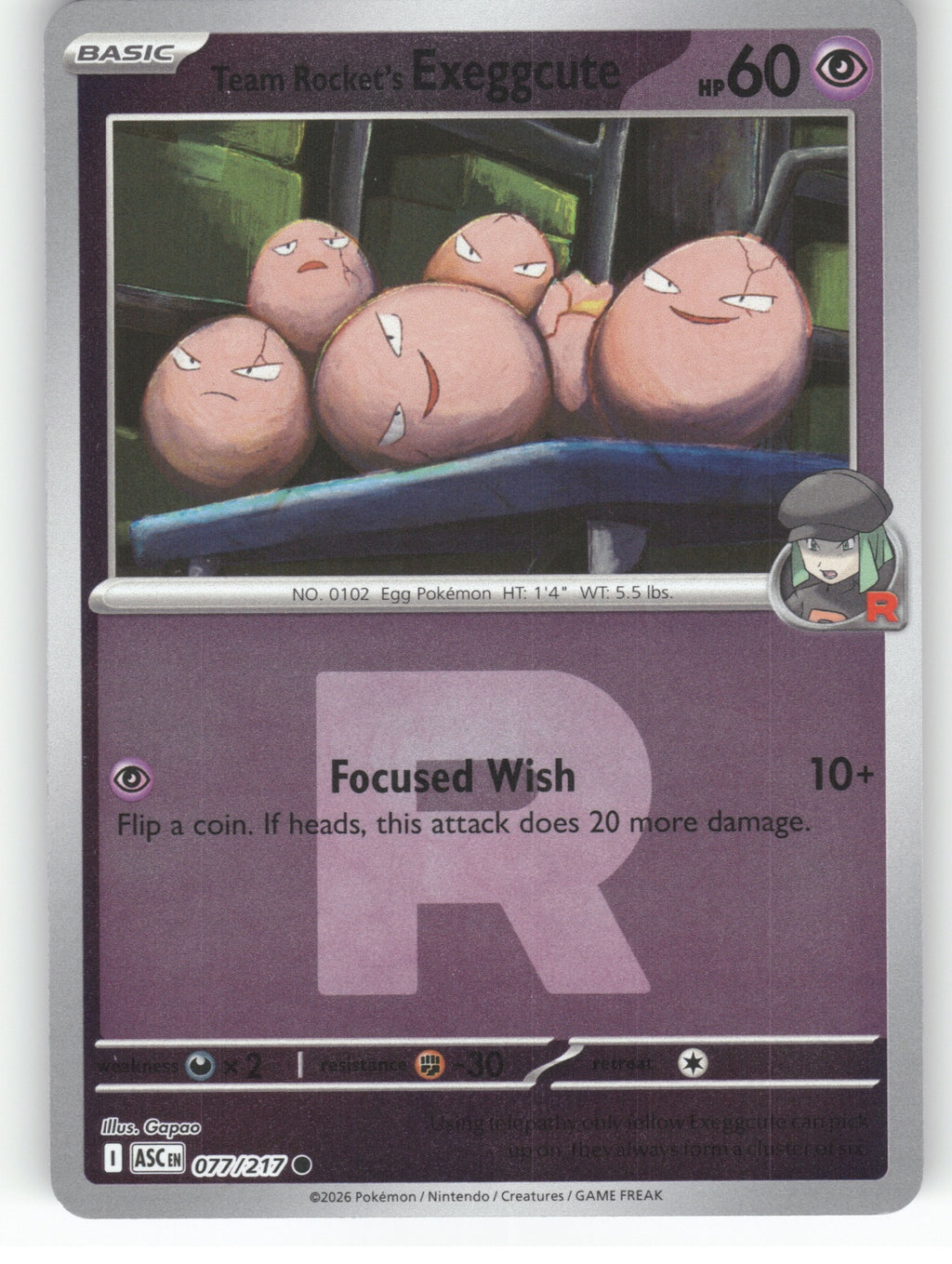 Team Rocket's Exeggutor (Team Rocket) Reverse Holo Rare ME: Ascended Heroes 078/