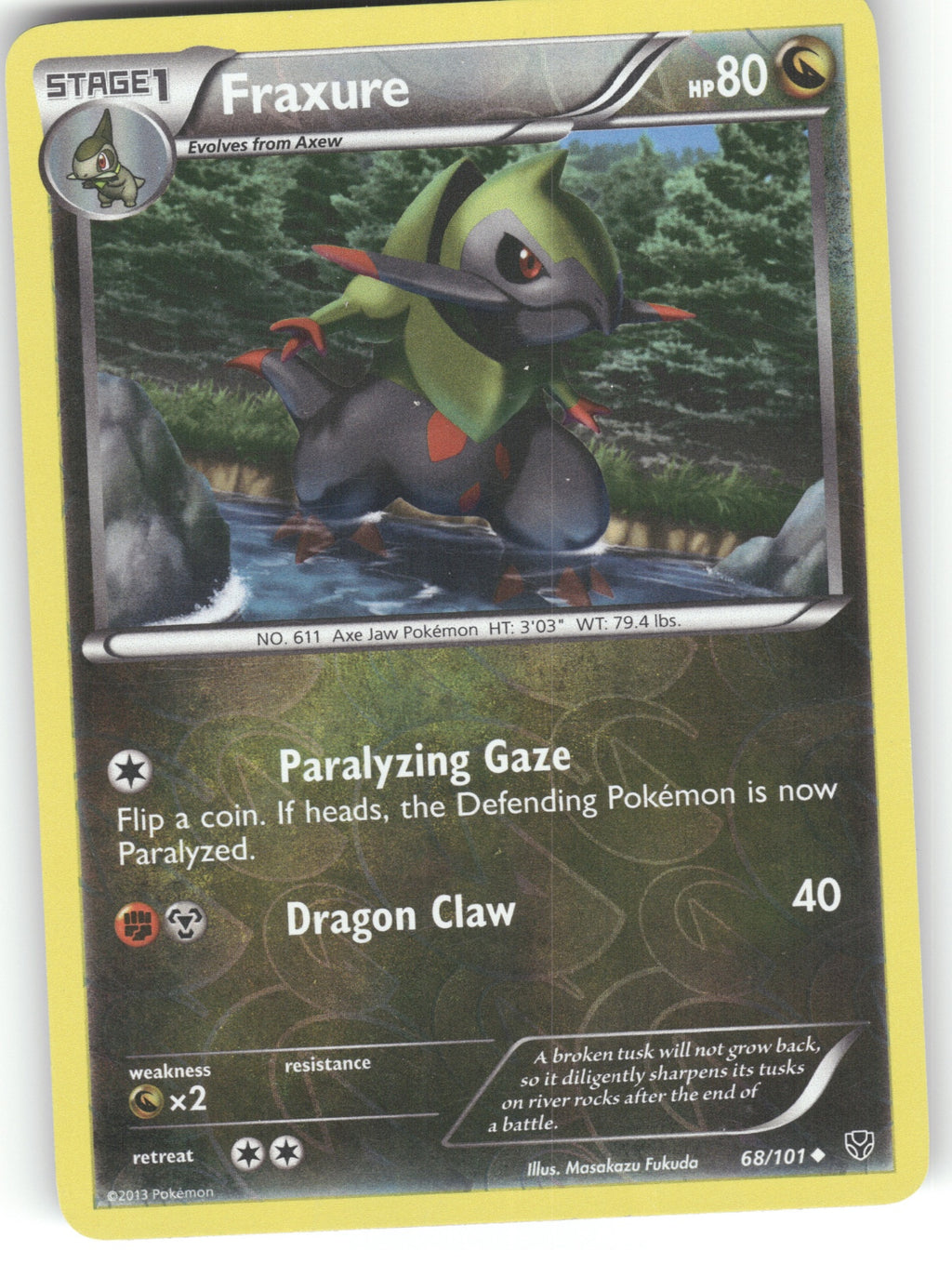 Fraxure Reverse Holo Uncommon Plasma Blast 68/101 NM