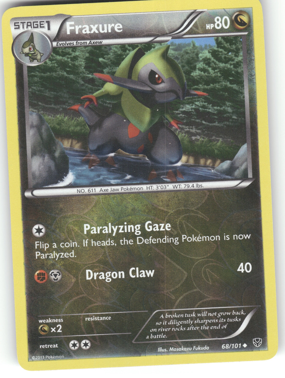 Fraxure Reverse Holo Uncommon Plasma Blast 68/101 NM