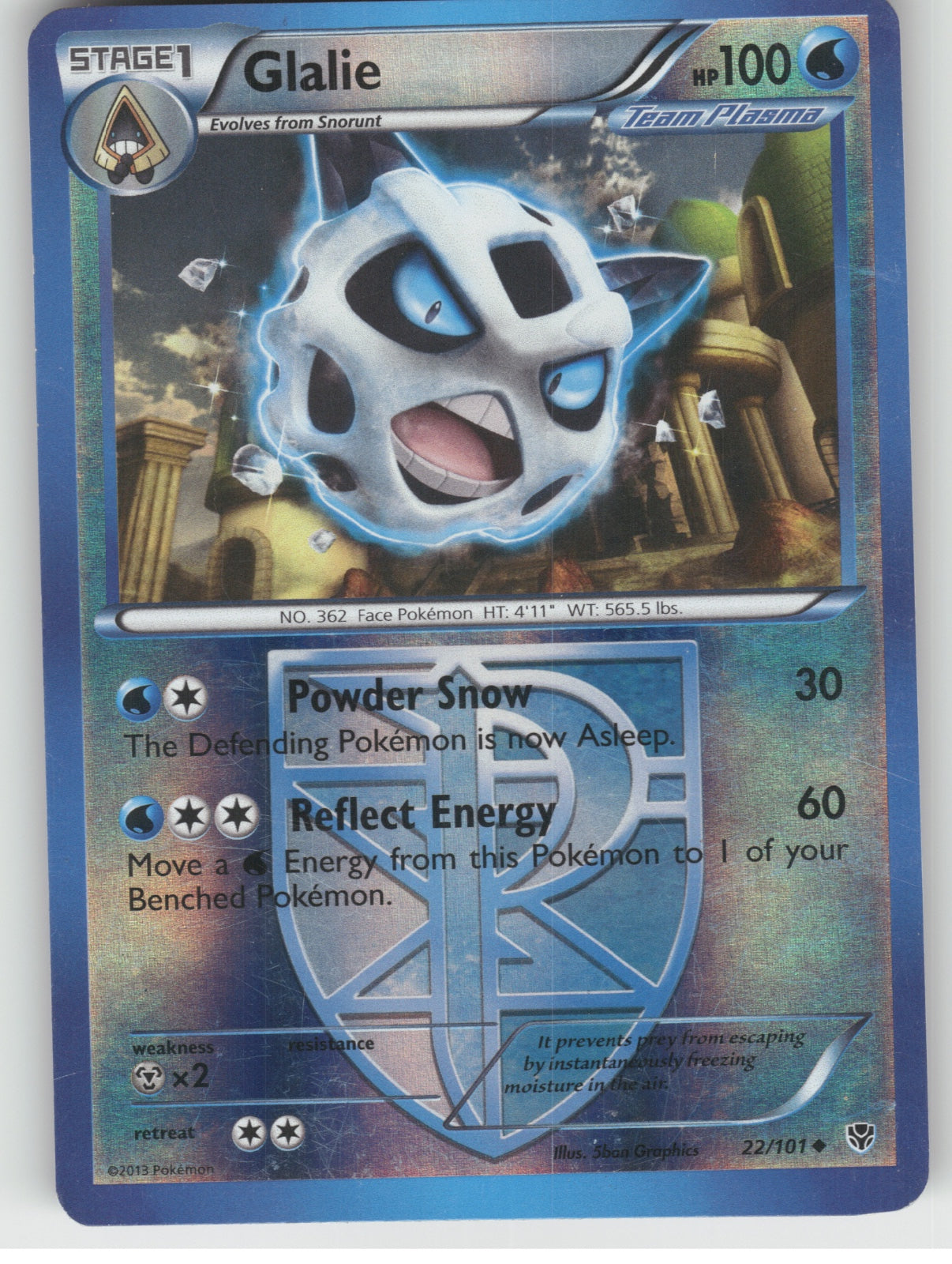 Glalie (Team Plasma) Reverse Holo Uncommon Plasma Blast 22/101 NM