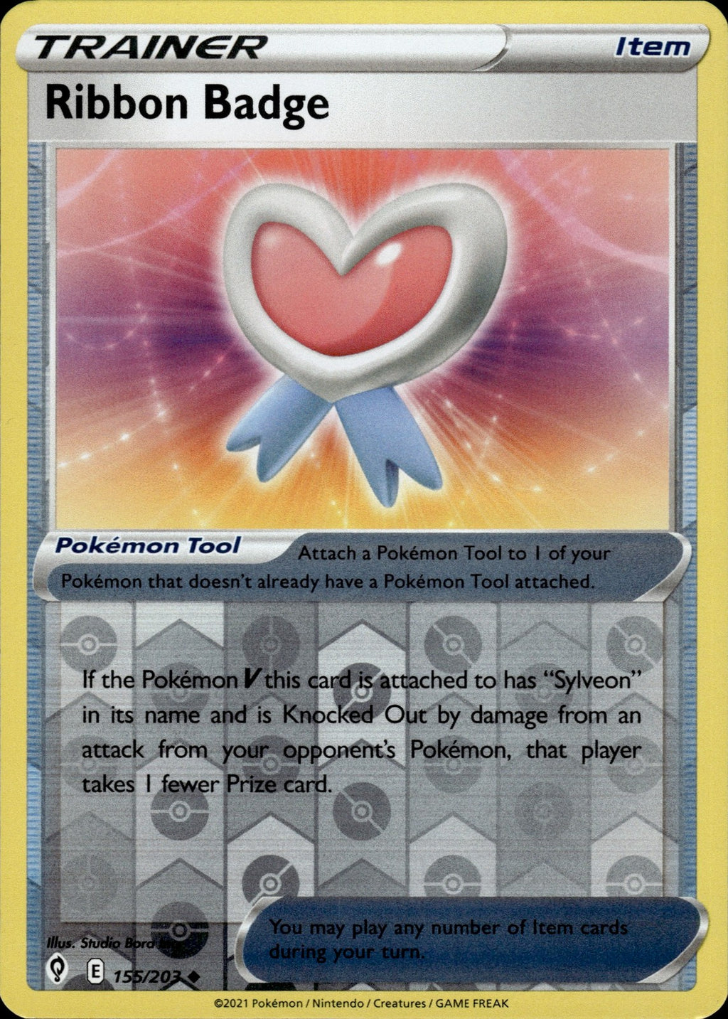 Ribbon Badge Reverse Holo Uncommon SWSH07: Evolving Skies 155/203 NM