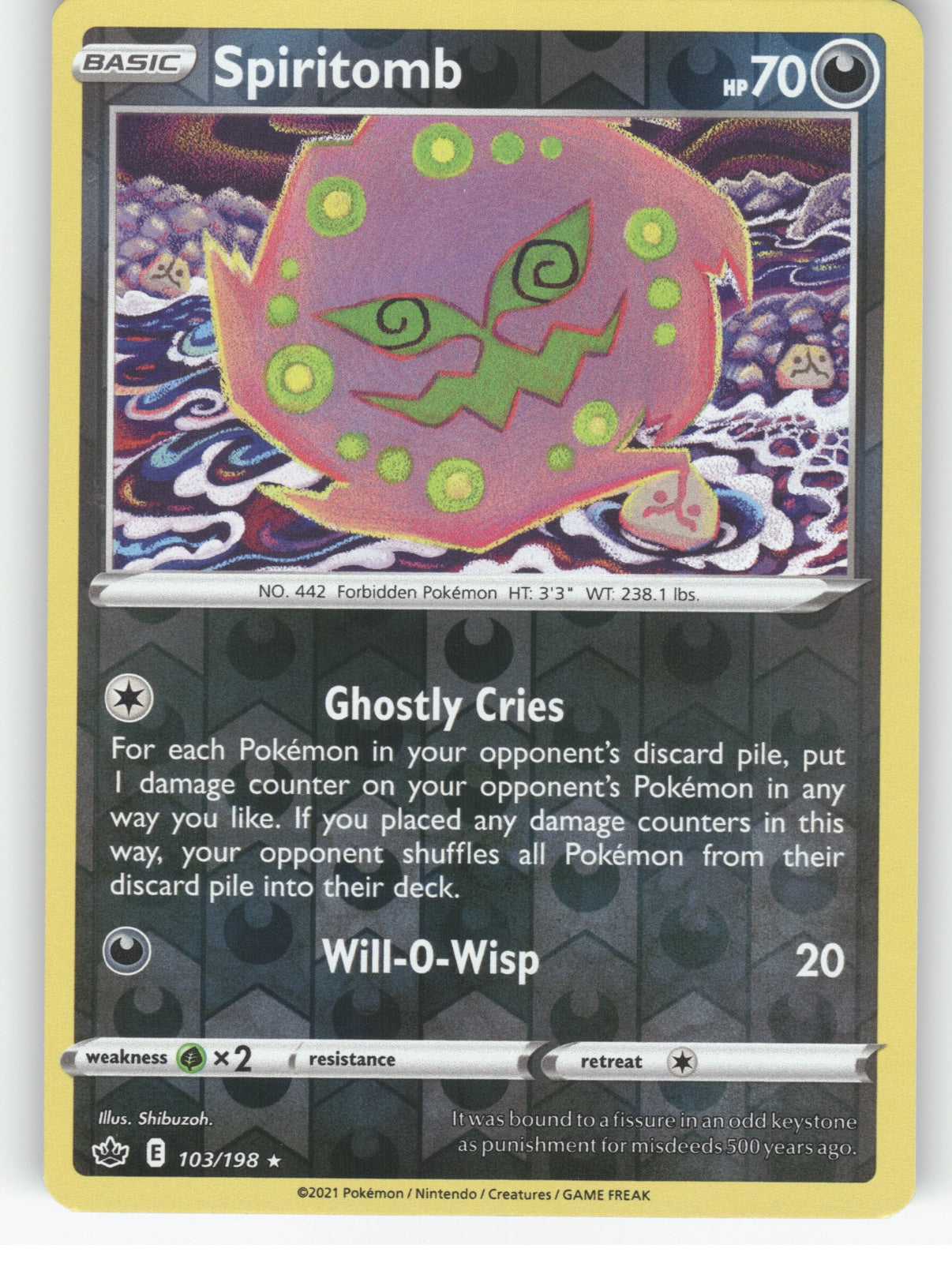 Spiritomb Reverse Holo Rare SWSH06: Chilling Reign 103/198 NM