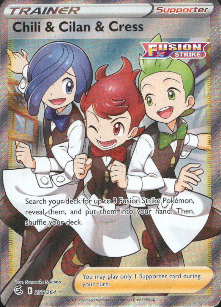 Chili & Cilan & Cress (Full Art) Holo Ultra Rare SWSH08: Fusion Strike 258/264 NM