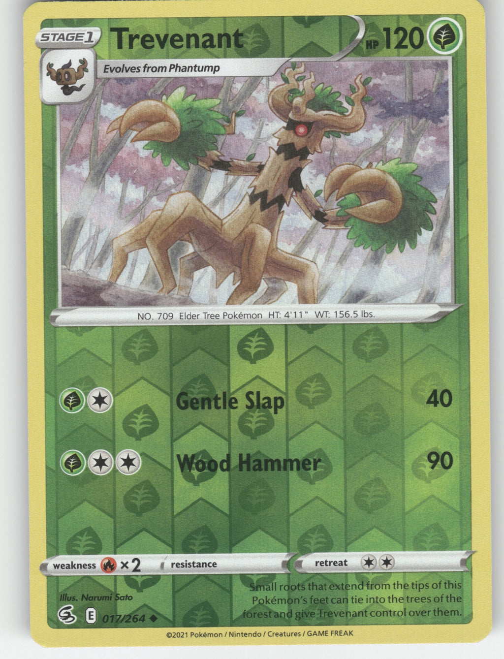 Trevenant Reverse Holo Uncommon SWSH08: Fusion Strike 017/264 NM