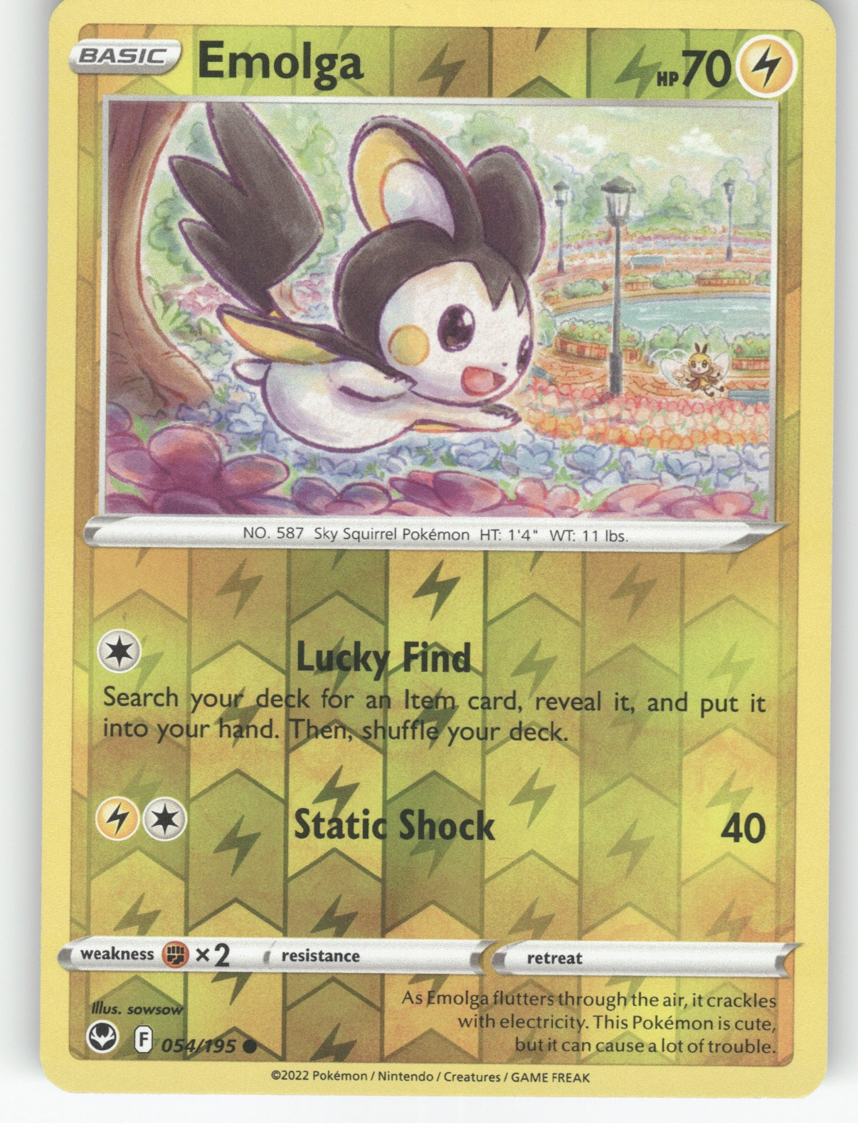Emolga Reverse Holo Common SWSH12: Silver Tempest 054/195 NM