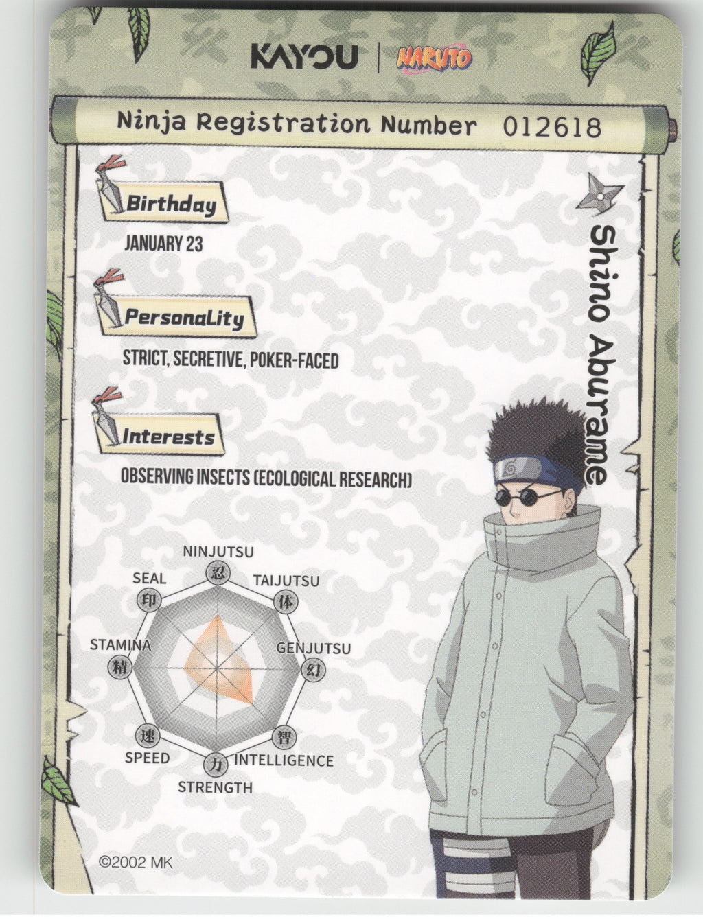 Shino Aburame Base SR Earth Scroll Series 1 009L2 NM back