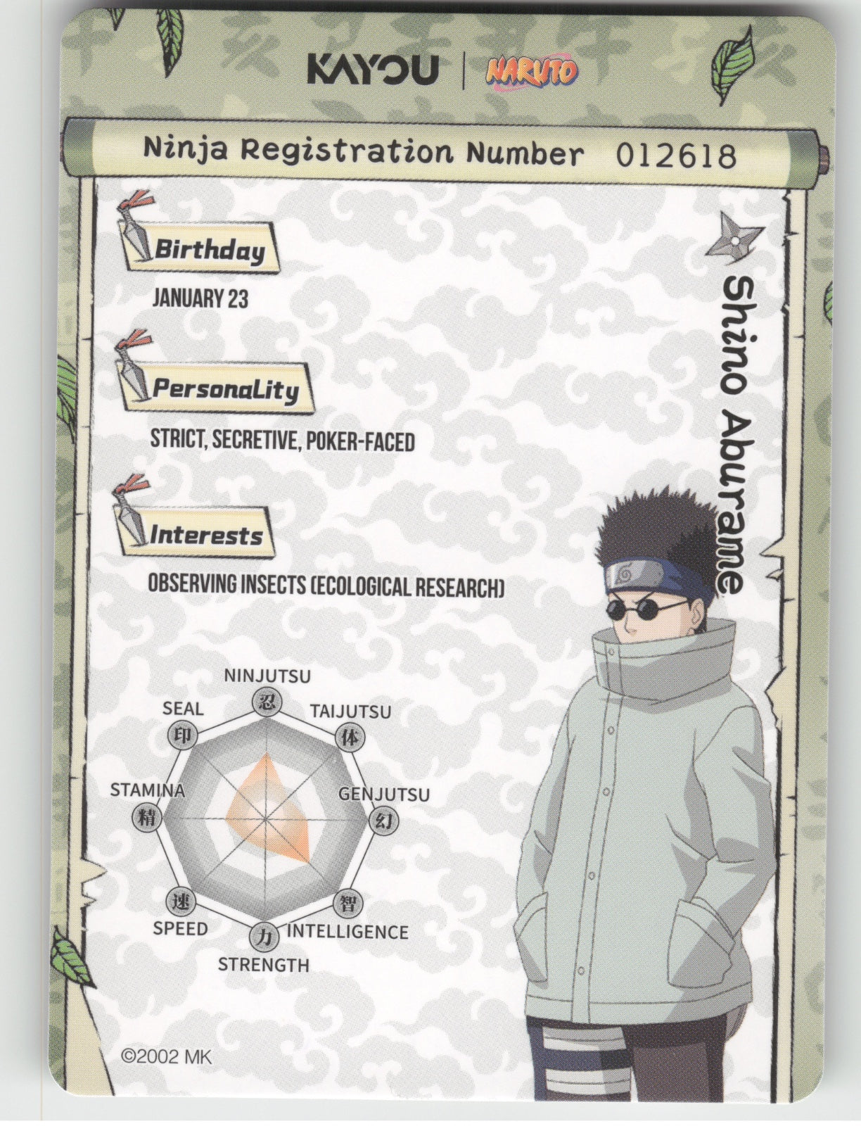 Shino Aburame Base SR Earth Scroll Series 1 009L2 NM back
