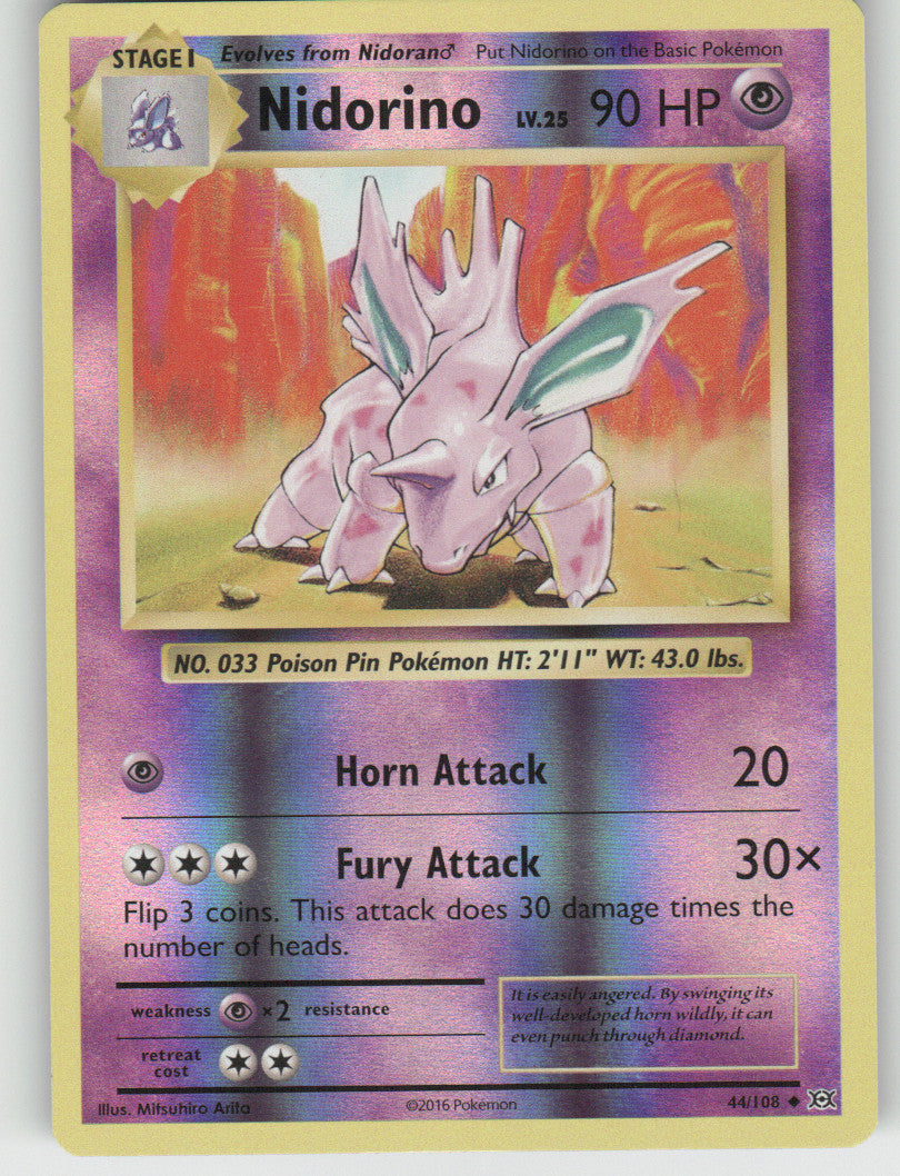Nidorino Reverse Holo Uncommon XY - Evolutions 44/108 NM