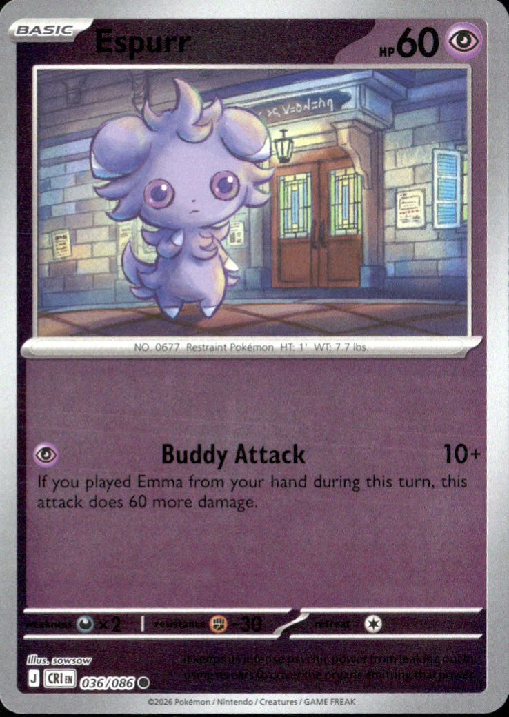 Espurr Reverse Holo Common ME04: Chaos Rising 036/086 NM
