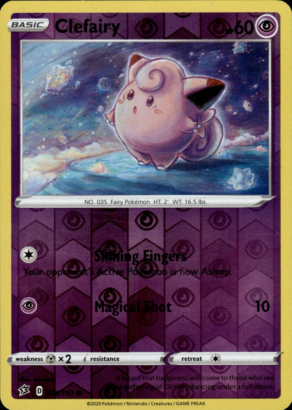 Clefairy Reverse Holo Common SWSH02: Rebel Clash 074/192 NM