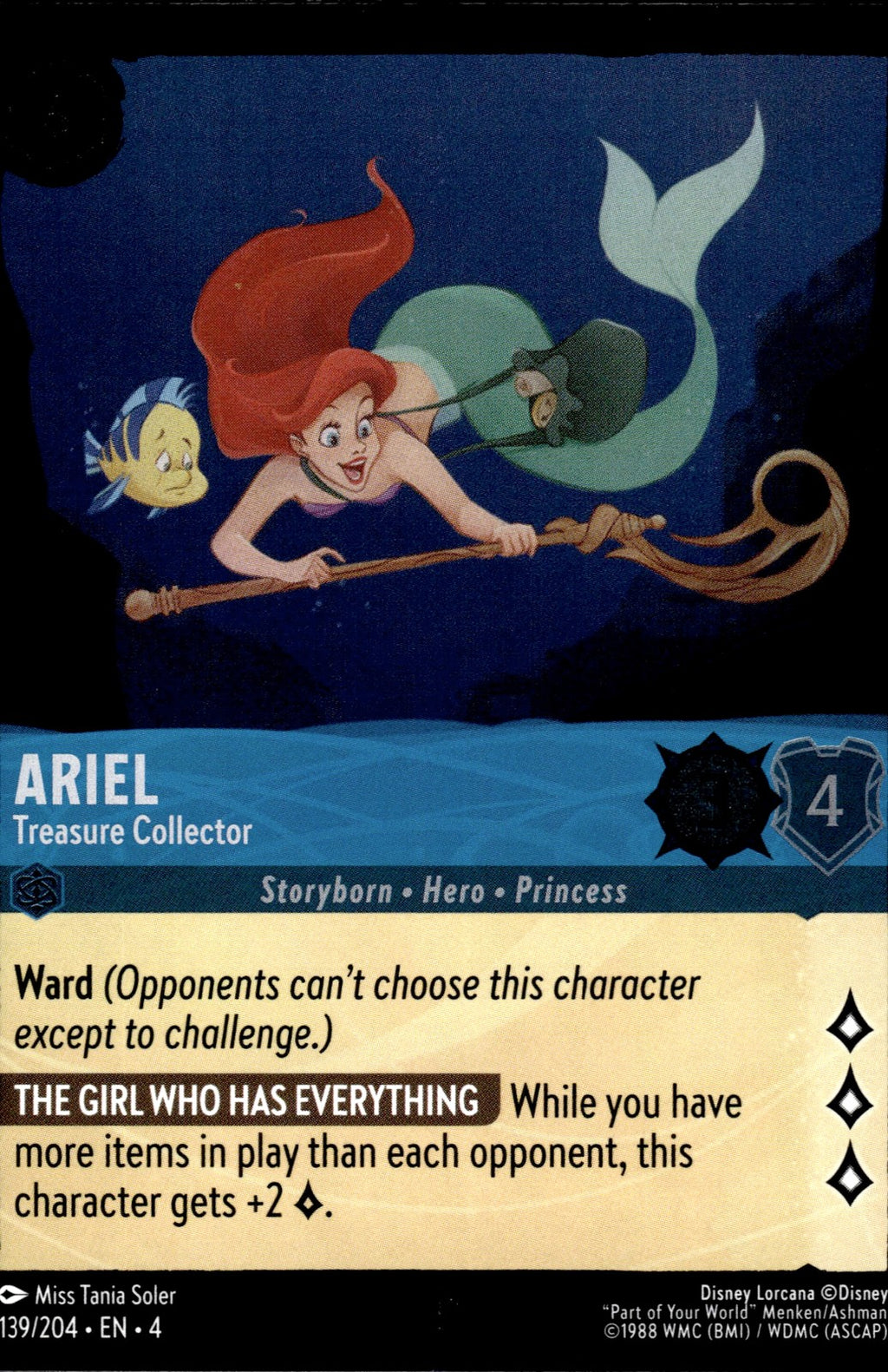 Ariel - Treasure Collector Cold Foil Super Rare Ursula's Return 139/204 NM