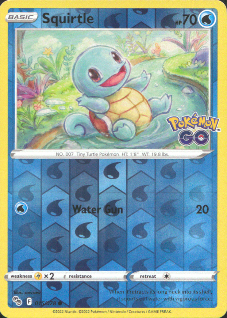 Squirtle Reverse Holo Common Pokemon GO 015/078 NM
