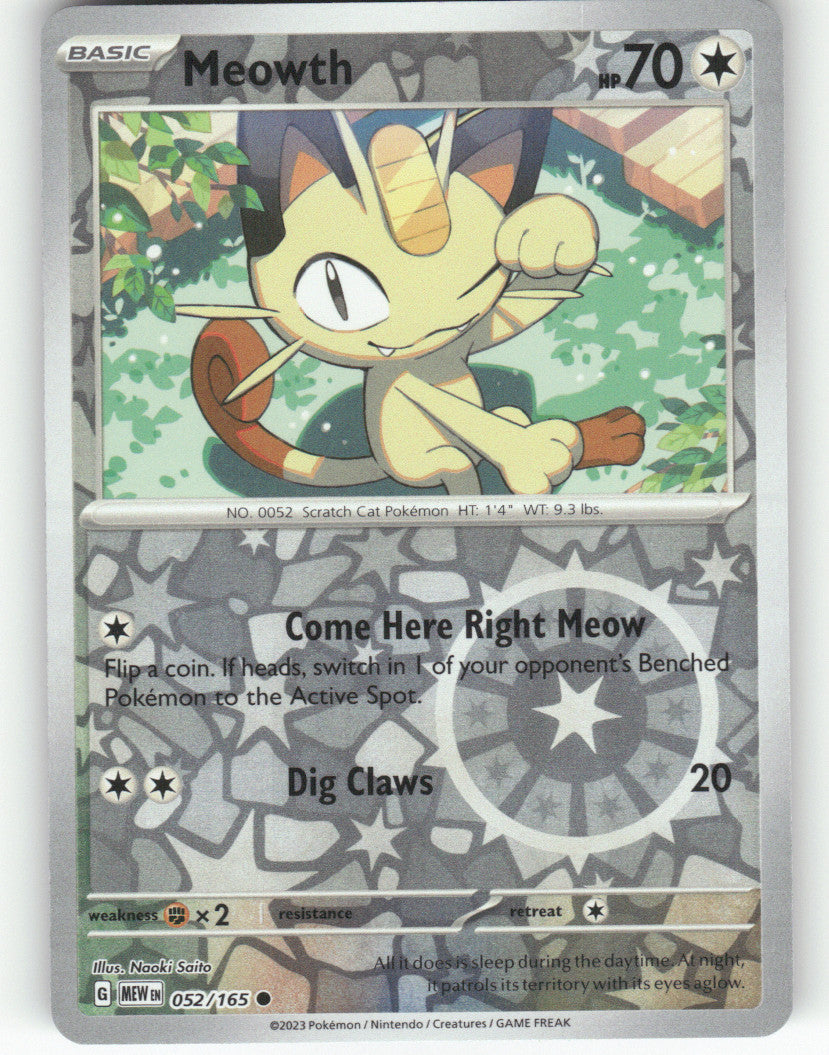 Meowth Reverse Holo Common SV: Scarlet & Violet 151 052/165 NM