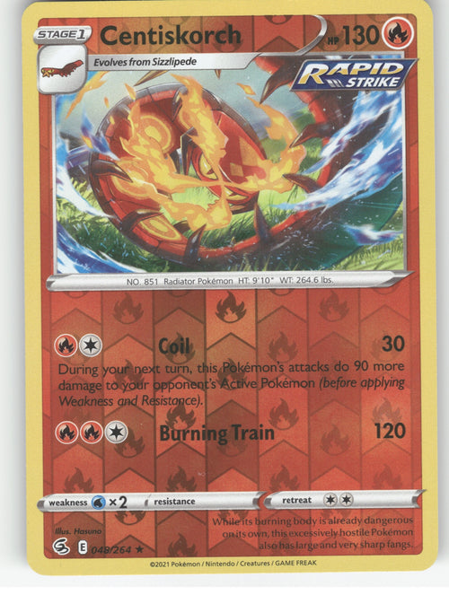 Centiskorch (48) Reverse Holo Rare SWSH08: Fusion Strike 048/264 NM