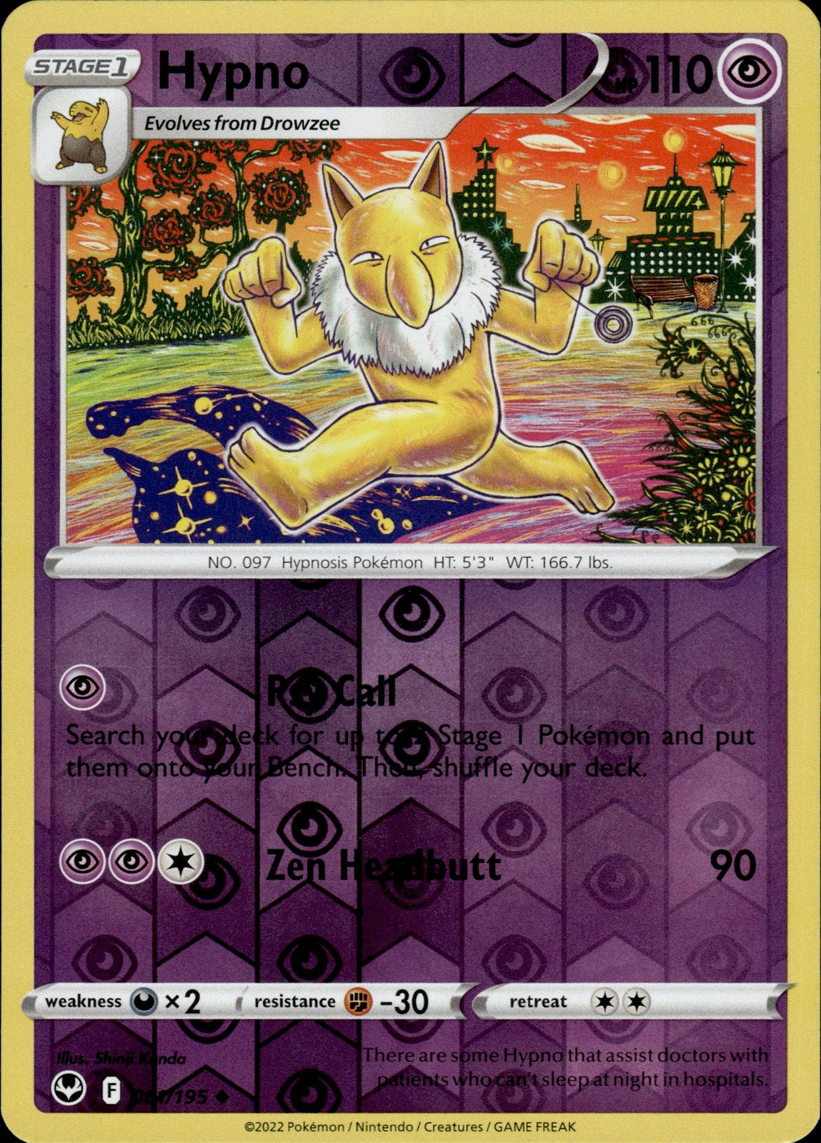 Hypno Reverse Holo Uncommon SWSH12: Silver Tempest 061/195 NM