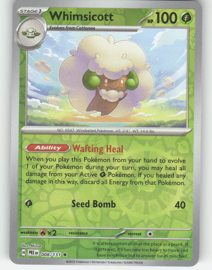 Whimsicott Reverse Holo Rare SV: Prismatic Evolutions 008/131 NM