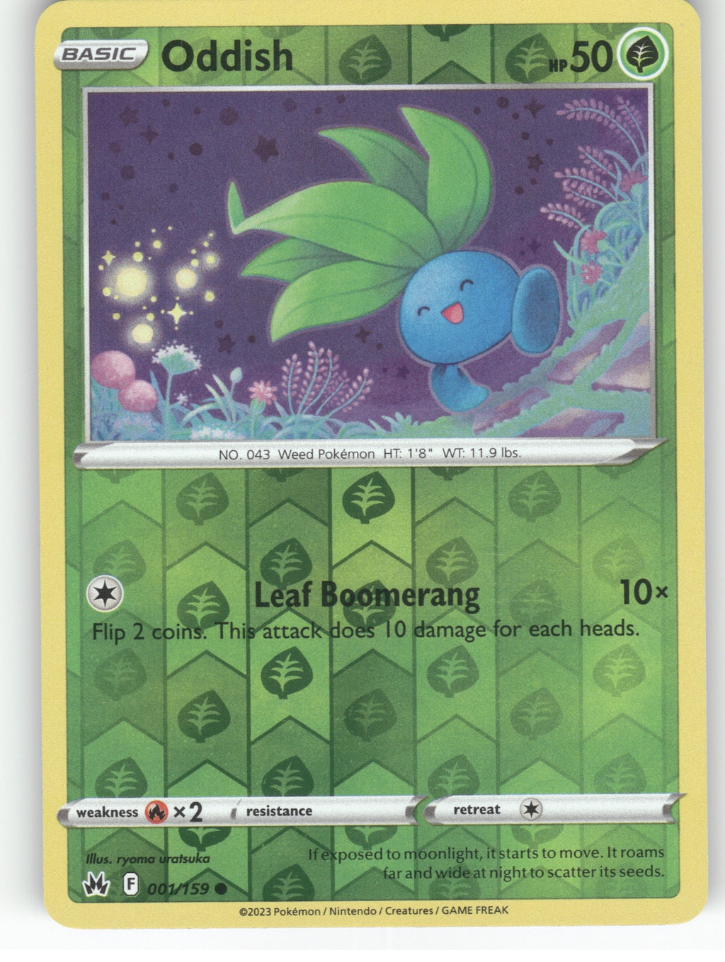 Oddish Reverse Holo Common SWSH: Crown Zenith 001/159 NM