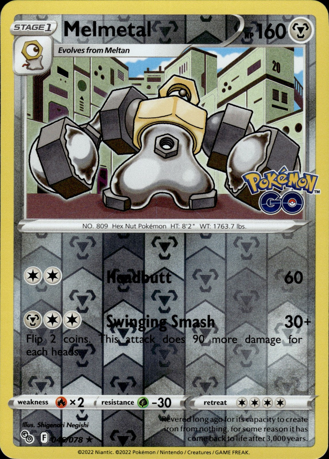 Melmetal Reverse Holo Holo Rare Pokemon GO 046/078 NM