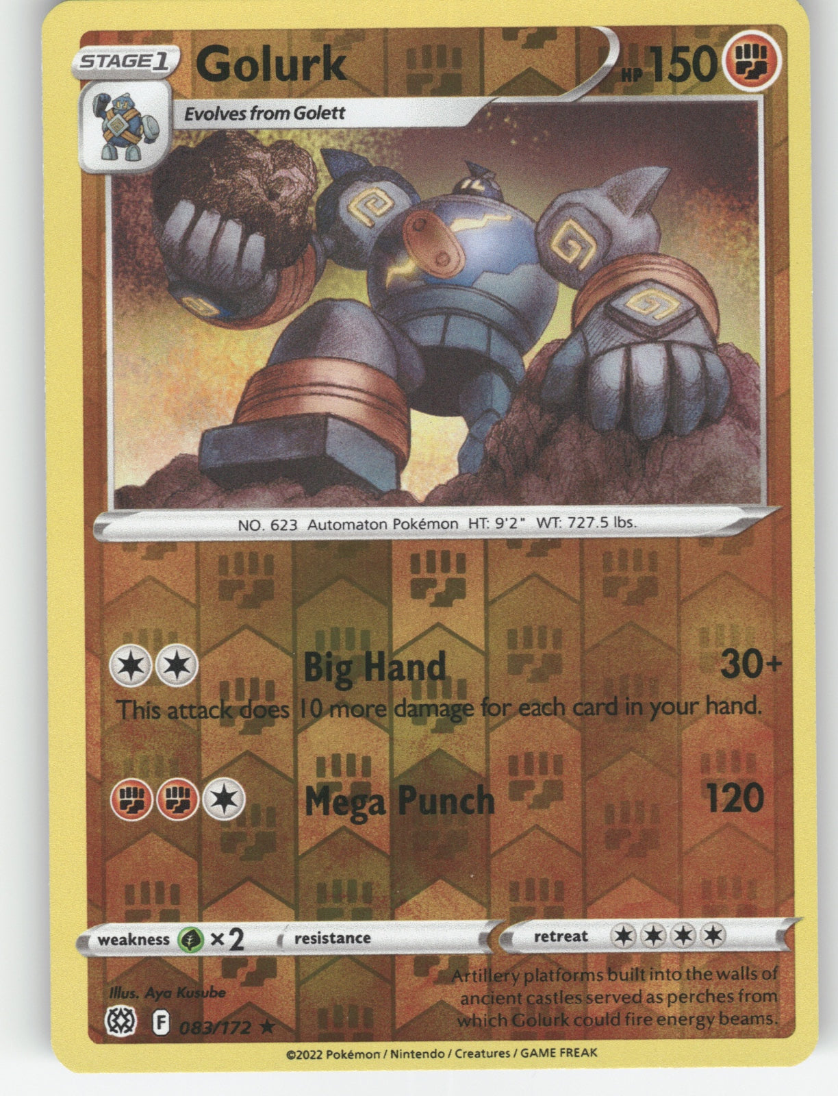Golurk Reverse Holo Rare SWSH09: Brilliant Stars 083/172 NM